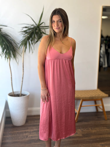 Wilfred Pink Satiny Midi Dress, Medium