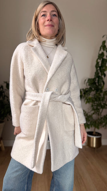 Ganni Ivory Fenn Boucle Coat, 36