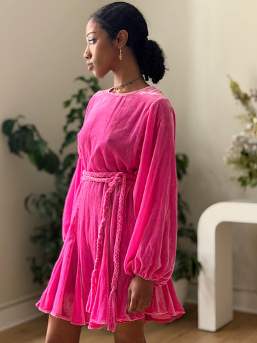 Rhode Ella Pink Velvet Dress, Small