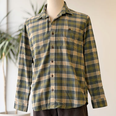 LL Bean Green Plaid Button Up, Men's Medium