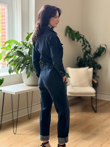 Mother Dark Denim Racer Jumpsuit, XSmall