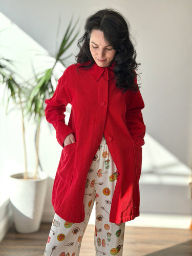 Carleen Constance Jacket in Red Corduroy- retail $348, Medium