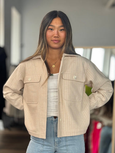 & Other Stories Wool Blend Houndstooth Cropped Jacket, XSmall