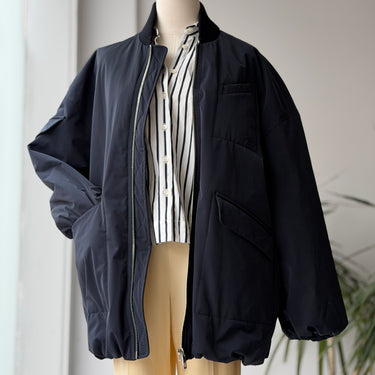 GANNI Navy Twill Oversized Bomber Jacket, XXSmall