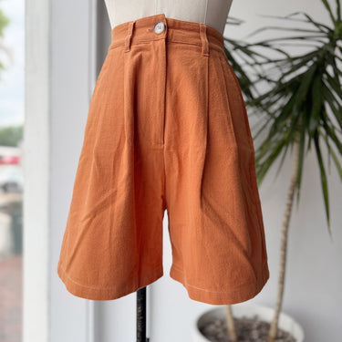 L.F.Markey Henry Pleated Shorts in Burnt Orange, US 2