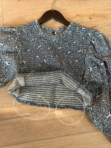Doen AS IS Deer Pattern Smocked Crop Top, Medium