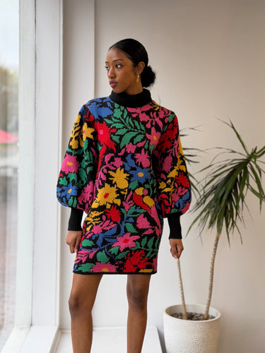 Farm Rio AS IS Tropical Garden Sweater Dress - pilling, XSmall