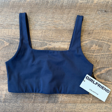 Girlfriend Collective NWT Tommy Cropped Sports Bra in Navy , Small