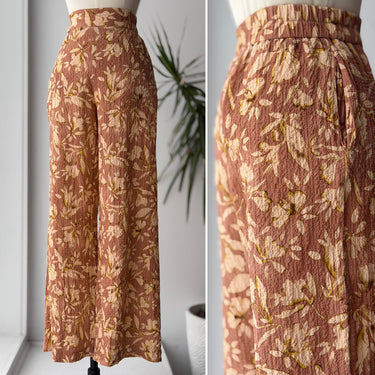 Momoni Mauve Floral Textured Pull On Pants, 42