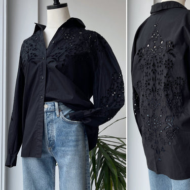 Johnny Was NWT Maricruz Button Down Shirt in Black, Small