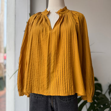 The Great Pleated Peasant Top in Ochre, 2 / Medium