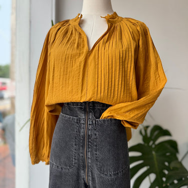 The Great Pleated Peasant Top in Ochre, 2 / Medium