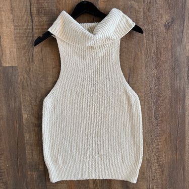 Free People Ivory Knit Turtleneck Tank, Small