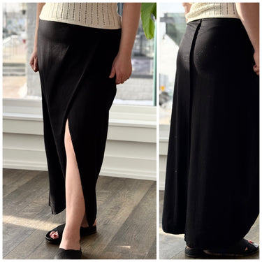 Les Tien NWT Black Jersey Wrap Skirt, Medium