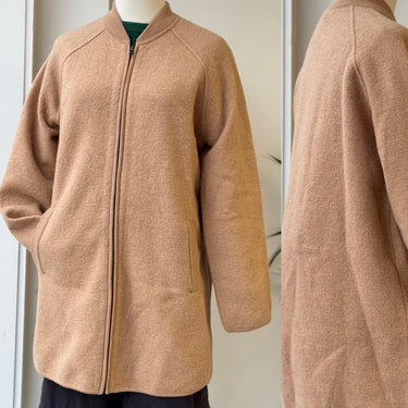 Madewell Bomber Sweater Jacket in Peach, Small