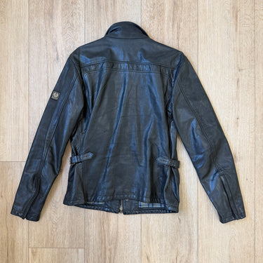 Belstaff Black Leather Motorcycle Jacket, Men's Large