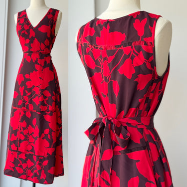 La Ligne Red Floral Midi Dress, XSmall