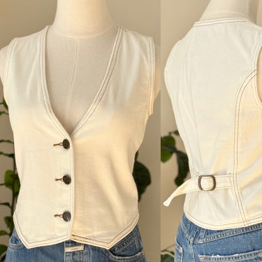 Dissh Ivory Denim Vest, US 2