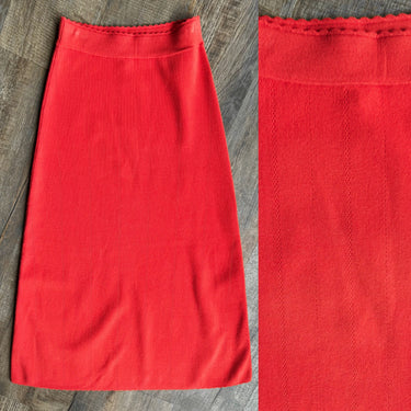Sezane  Orange Knit Midi Skirt, Small