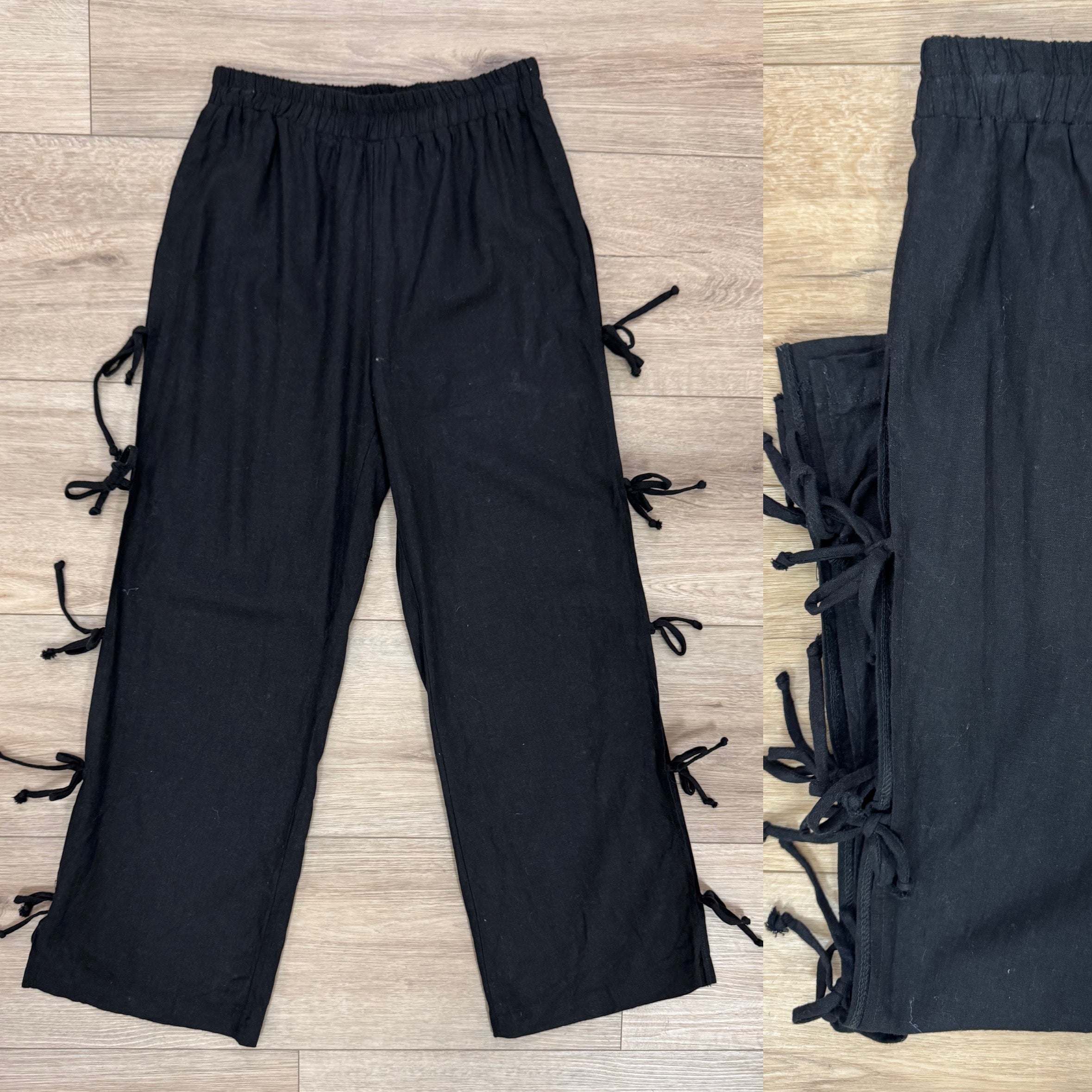Lisa Says Gah Black Tie Side Pants, Small – Haberdashery Resale