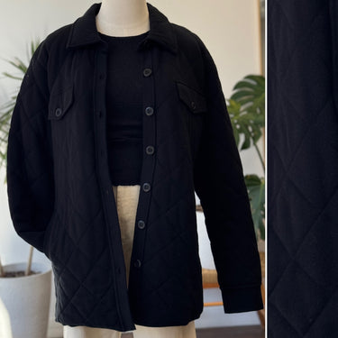 Kinross Black Quilt Shirt Jacket, Large