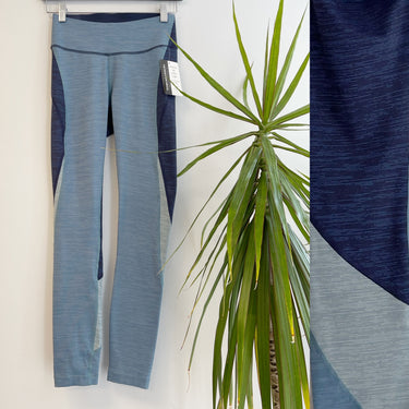 Outdoor Voices Blue Color Block Full Length Leggings, XSmall