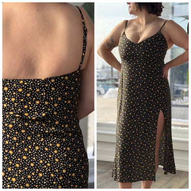 Reformation Black & Gold Floral Midi Dress, 12