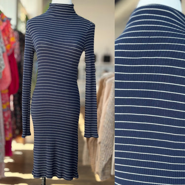 Reformation Navy Striped Mock Mini Dress, Small