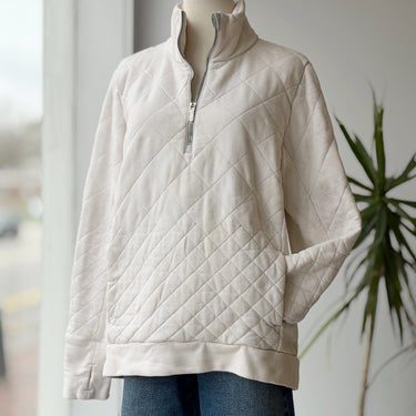 Lululemon Cream Quilted Half Zip Sweatshirt, 10