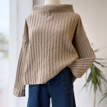 Eileen Fisher Oat Rib Boxy Crop Sweater, Small