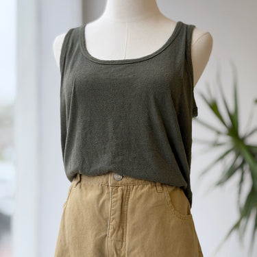 OZMA Olive Raw Silk Crop Tank - as is, Small