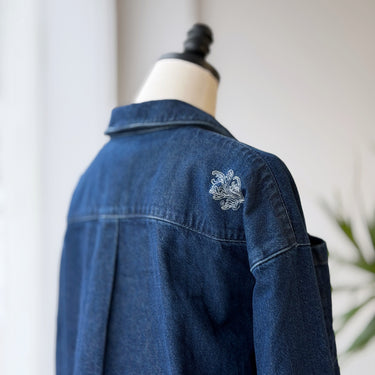 Finisterre Dark Denim Embroidered Shirt Jacket, US 4