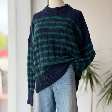 La Ligne Marin Navy & Green Striped Sweater, XSmall