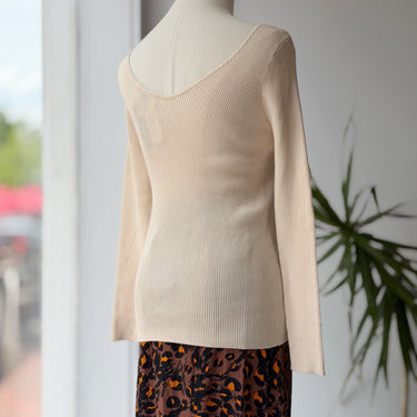 Demylee x Lucy Laucht Cream Rib Scoop Neck Top, Small