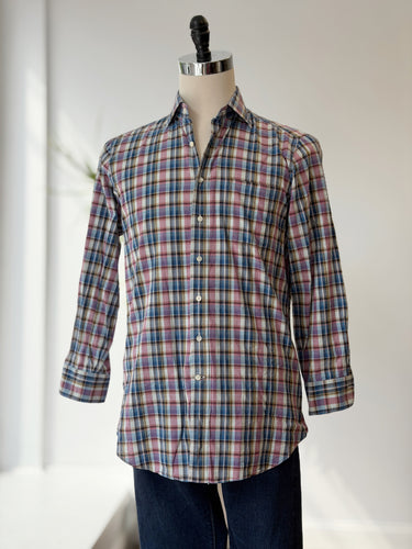 Sid Mashburn Pink & Purple Plaid Button Up, Medium