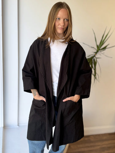 Elizabeth Suzann Black Cotton Harper Jacket, Free Size