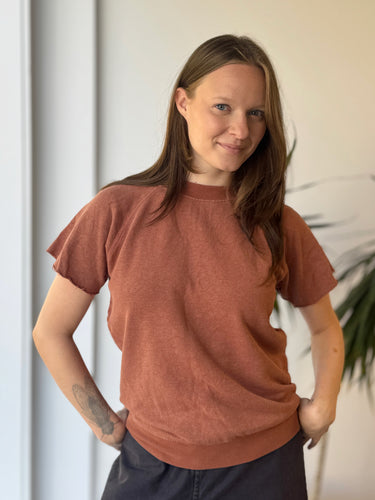 Jungmaven Terracotta Cut Off Sleeve Sweatshirt, XSmall