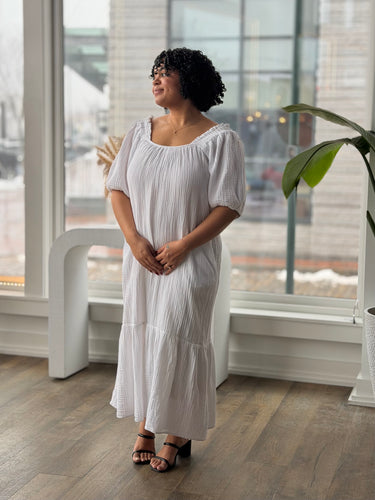 Xirena White Gauzy Dress, Large