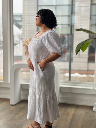 Xirena White Gauzy Dress, Large