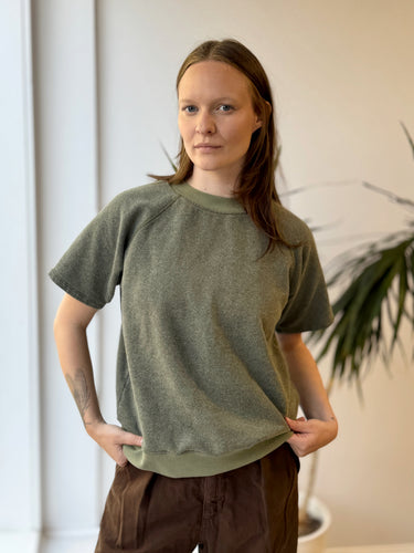 Jungmaven Olive Short Sleeve Sweatshirt, XSmall
