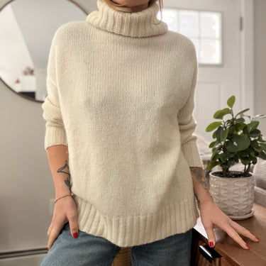 Jenni Kayne Ivory Oversized Baby Alpaca Cocoon Turtleneck, XXSmall