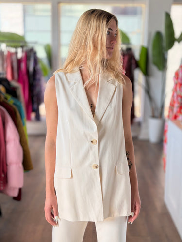 Dissh Off White Long Vest, 8