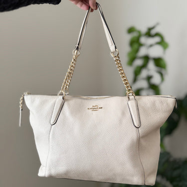 Coach Pebbled Leather Ava Chain Tote