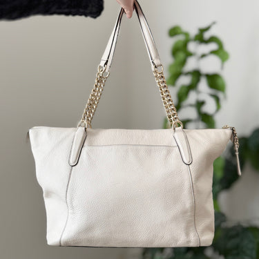 Coach Pebbled Leather Ava Chain Tote