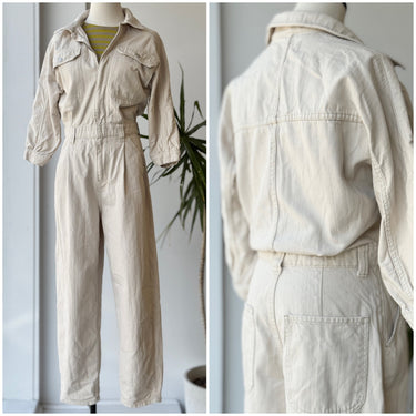 We The Free Ecru Denim Coveralls, Small