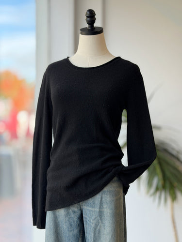 Inhabit Black Roll Hem Sweater, S/M