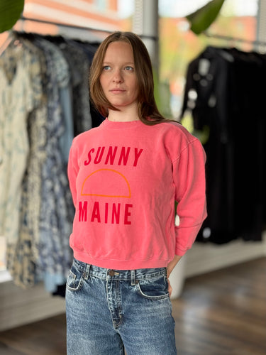 More & Co Sunny Maine Pink Crewneck Sweatshirt, Fits Small
