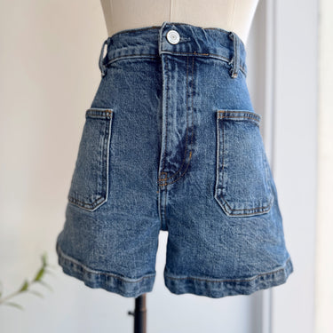 Reformation Alyssa High Rise Patch Pocket Jean Shorts, 28