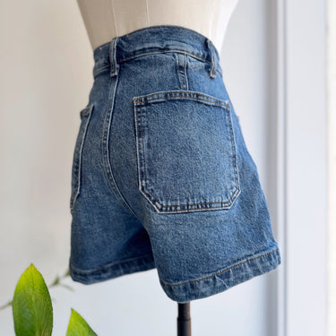 Reformation Alyssa High Rise Patch Pocket Jean Shorts, 28