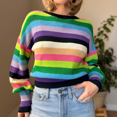 Eleven Six Peruvian Pima Cotton Striped Sweater, XS/S
